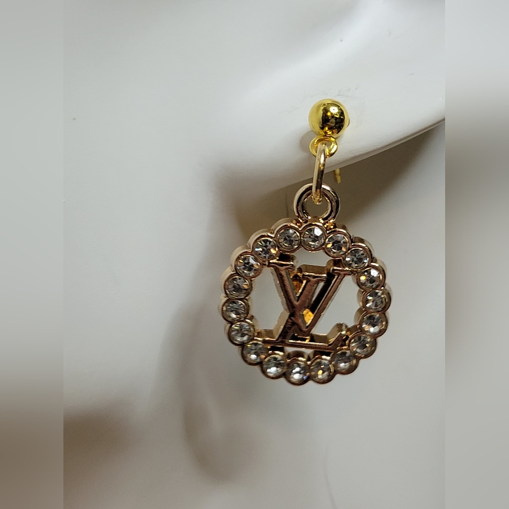 Louis Vuitton Crystal/gold Zip Pull Custom Earings